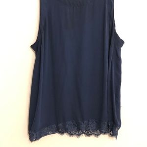 Navy lace lined top